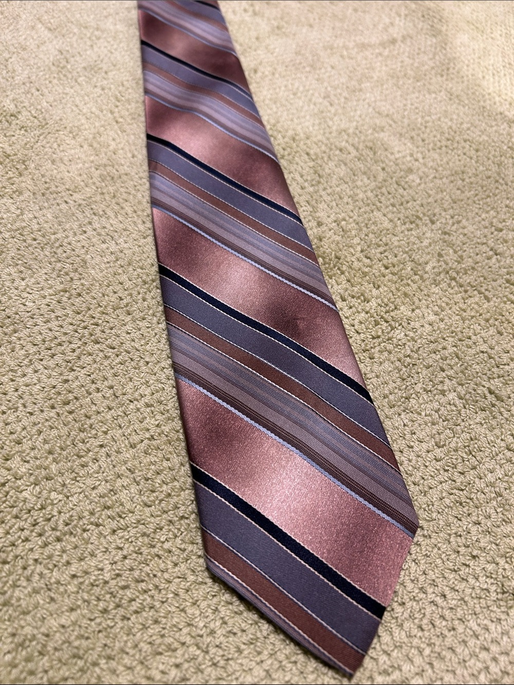 Dino Orsini Men's Striped Satin Tie in Rose and Gray